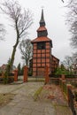 Stary Chwalim, zachodniopomorskie / Poland Ã¢â¬â December, 04, 2019: Old Catholic church in a small village in Pomerania in Poland. Royalty Free Stock Photo